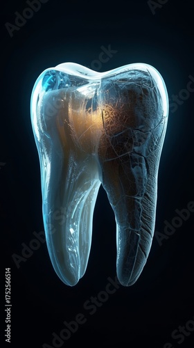 Cinematic Concept Art of a Human Tooth – Realistic Dental Anatomy with Artistic Lighting and Depth