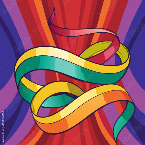 A Colorful Ribbon Swirling With Dynamic Curves and Vibrant Colors