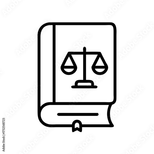 Law book with scales of justice icon illustration