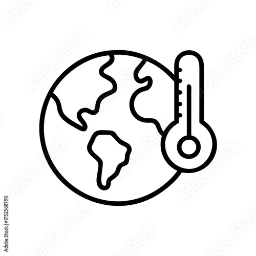 Global warming illustration, showing the earth with a thermometer
