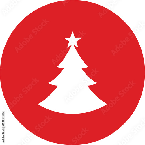  Christmas Tree Icon. Festive Holiday Symbols in Flat Vector Design Isolated on White Background.