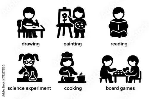 Activities for children including drawing, painting, reading, and more in a fun learning environment