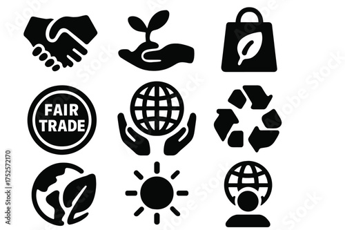 Symbols of sustainability and community support in various forms representing environmental awareness