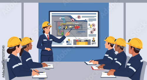 Safety training for mining engineering personnel with supervisor presentation