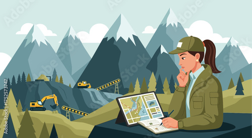 Planning resource extraction in a mountain landscape with technological insights