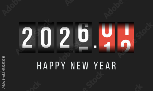 2026 happy new year, odometer styled greetings card