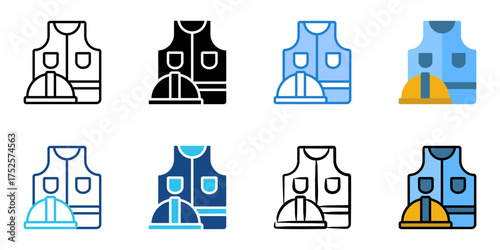 labour uniform icon set multiple style collection 
