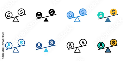 labour cost icon set multiple style collection 
