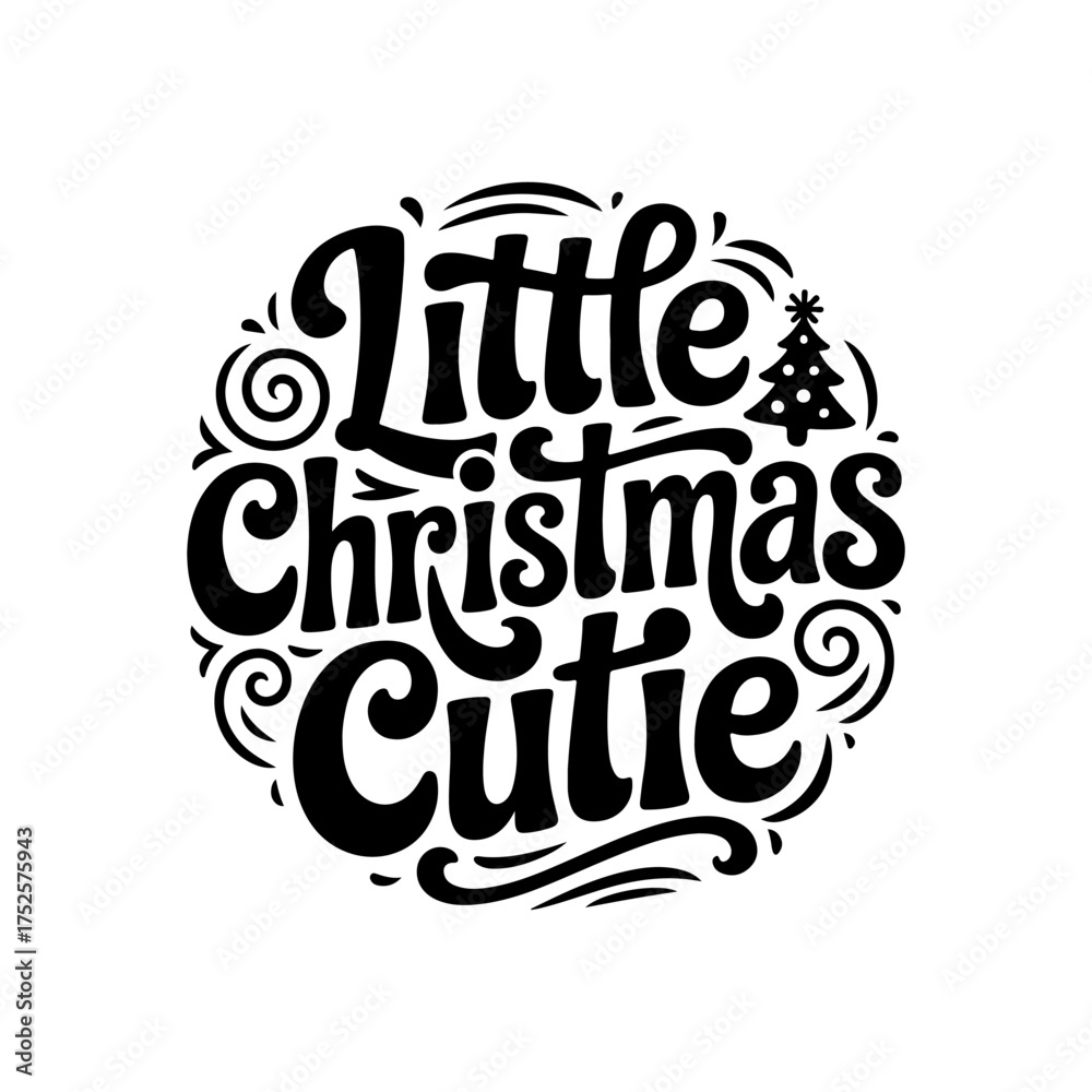 Obraz premium Little Christmas Cutie. Vector Design Isolated on White Background