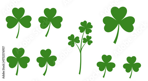 A collection of green shamrocks representing good luck and the spirit of st patrick's day.