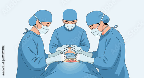 Surgical Team Performing an Operation in an Operating Room.