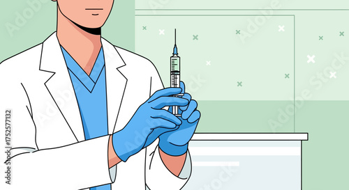 Doctor Preparing Injection with Syringe in Medical Setting.