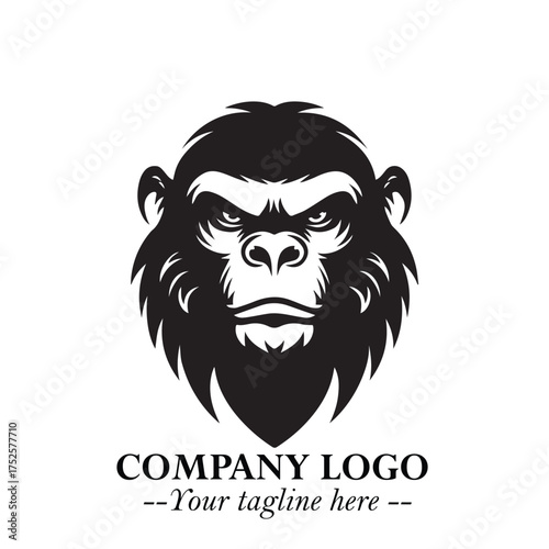 Wallpaper Mural Head of Monkey Logo Symbol in Black on the White Background Minimalist Vector Illustration Torontodigital.ca