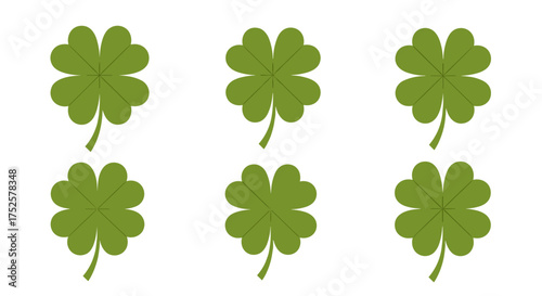 A collection of green shamrocks symbolizing good luck and fortune.