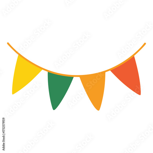 colorful party flag decoration flat color vector illustration template design