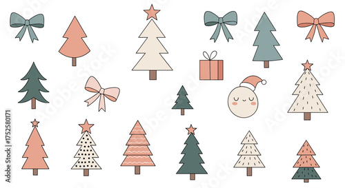 A charming collection of festive Christmas trees and delightful holiday accents.