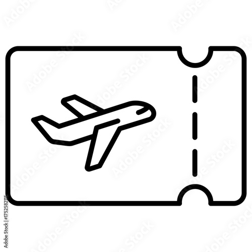 Flight Ticket Outline Icon