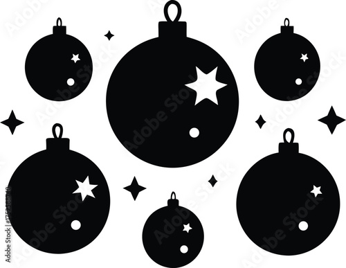 Christmas Ball Ornament in Star with Sparkles Vector Illustration