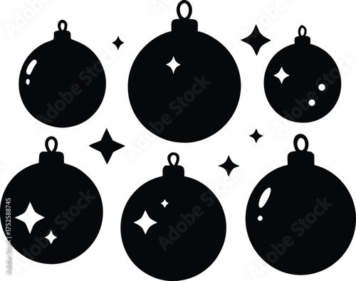 Christmas Ball Ornament in Star with Sparkles Vector Illustration