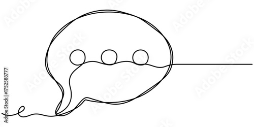 Speech bubble continuous one line drawing and minimalist style isolate outline vector illustration. 