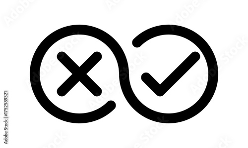 check and cross symbols, round thin line infinity vector sign, pros and cons balance