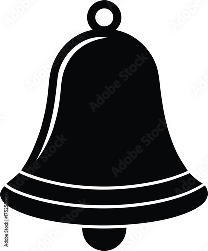 Christmas Bell Black Silhouette Vector Illustration. Traditional Christmas Bell Vector Graphic