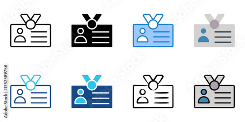 id card icon set multiple style collection 
