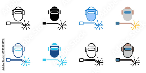 welding icon set multiple style collection 
