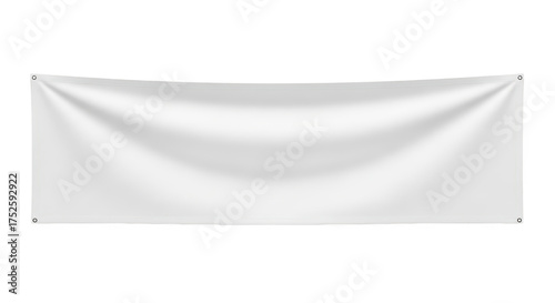 Mockup blank white advertising banner mockup isolated bergaya elegan dengan elemen sign, fabric, banner, cloth, event.