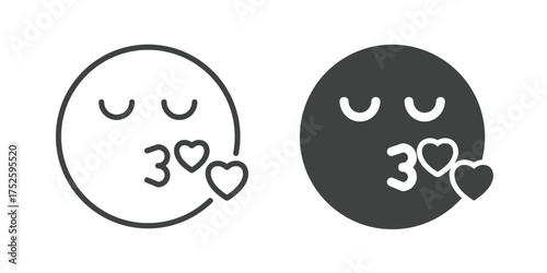 Kiss Icon. Line and glyph solid icon