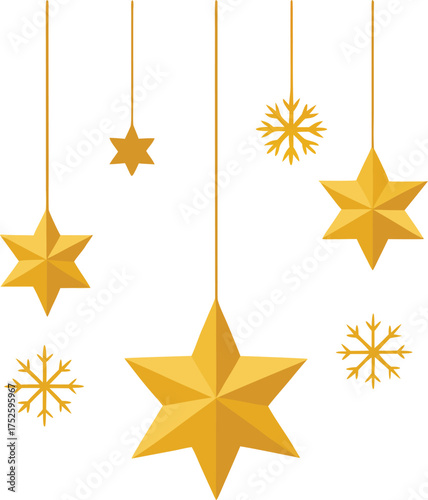 hanging golden stars and snowflakes   vector illus (1).eps