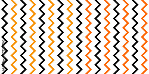black and orange vertical thin zigzag lines, autumn seamless vector pattern