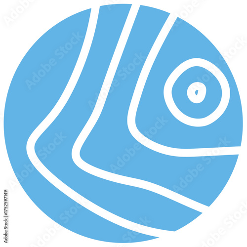 Topography icon vector. Ideal for geographical maps, terrain analysis, and elevation themes. This graphic symbolizes contour lines and the natural features of a landscape.