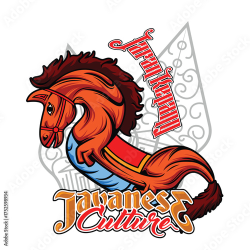 Jaran Kepang Kuda Lumping Traditional Indonesia Javanese Culture Dance Bamboo Horse Equipment Vibrant Bright Red Brown gold Color