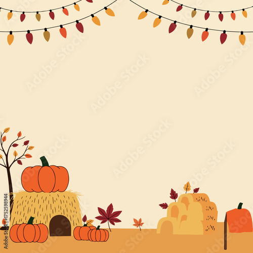 Fall Harvest Frame with Scarecrow and Pumpkins