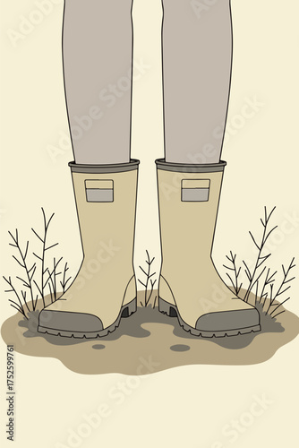 Cartoon Wellies in Mud