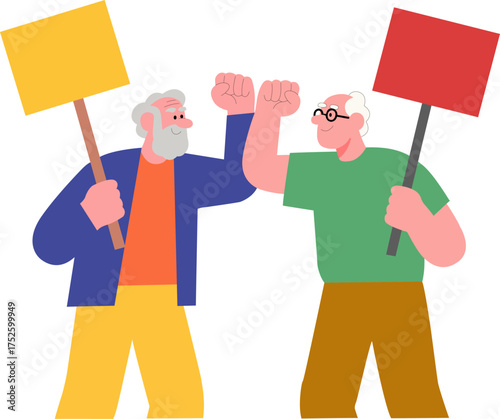 Peaceful Protesters Holding Blank Signs Vector Illustration