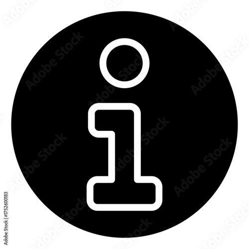 Info Circle Glyph Black Silhouette Icon Design Vector - Circle with an information symbol, representing help, assistance, or general info