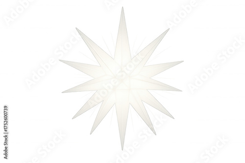 Illuminated white eleven point moravian star, representing christmas, holiday spirit, and religious symbolism, on a transparent background