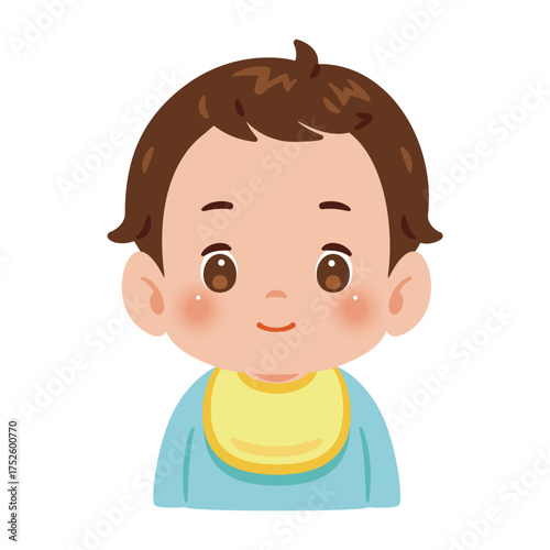 男の子の赤ちゃん　上半身イラスト／Baby Boy　upper body illustration