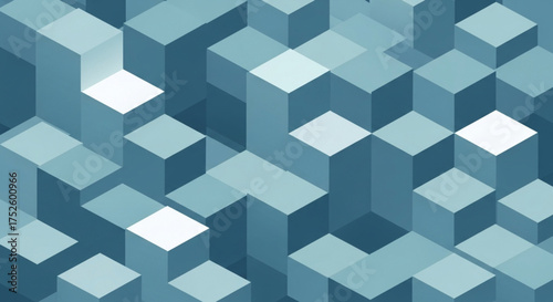 Abstract isometric background with blue cubes, creating a modern and geometric pattern, perfect for digital designs and contemporary presentations