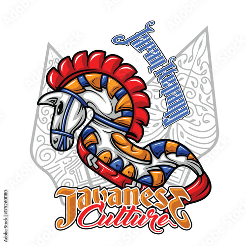 Jaran Kepang Kuda Lumping Traditional Indonesia Javanese Culture Dance Bamboo Horse Equipment Vibrant Bright Blue White gold Color