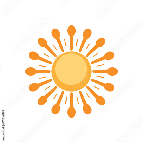 Stylized sun logo with radiating light rays