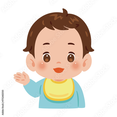 案内する男の子の赤ちゃん　上半身イラスト／Baby Boy Pointing or Giving Directions　upper body illustration