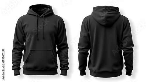 Heavyweight Black Pullover Hooded Sweatshirt Mockup