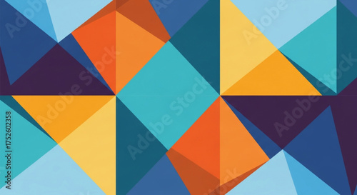 A geometric pattern with vibrant colors, a captivating display of triangles and diamonds creating a modern and eyecatching design for various applications