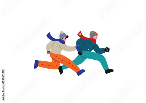 冬に外で遊ぶ男の子