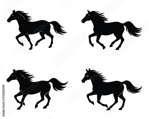 Dynamic Galloping Horse Silhouettes Collection