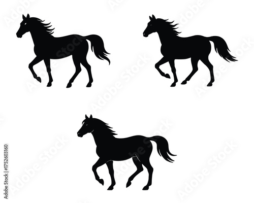Dynamic Galloping Horse Silhouettes Collection