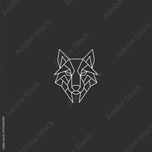 Wolf head line art fierce and minimalist animal logo design.